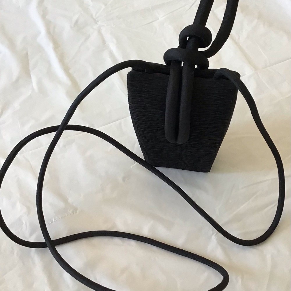 Minimalist Black Crossbody Bag with Knot Detail